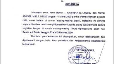 Photo of Perpanjang Masa Belajar di Rumah, Pemkot Surabaya Bakal Sterilkan Semua Sekolah