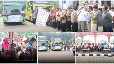 Photo of Diberangkatkan Wabup Gresik Bu Min 18 Bus Armada Disediakan Pemkab Gresik Untuk Mudik Gratis Bareng Gus Yani dan Bu Min