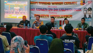 Photo of Tangkal Peredaran Narkoba, Pemdes Cermen Gresik Gelar Ngopi Bareng Kantibmas Bersama BNN Gresik dan Polsek Kedamean