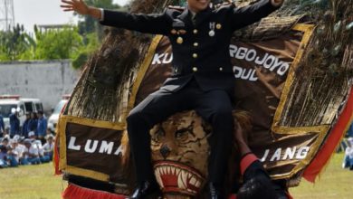 Photo of Kapolsek Yosowilangun Meriahkan HUT Kemerdekaan RI Ke-79 Dengan Naik Reog Usai Upacara