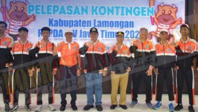 Photo of Momen Pelepasan 140 Atlet Kontingen Lamongan, Menuju Popda Bangkalan