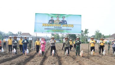 Photo of Wujudkan Ketahanan Pangan Mandiri, Polres Blitar Kota Bersama Masyarakat Tanam Jagung Di Lahan Aset Polri